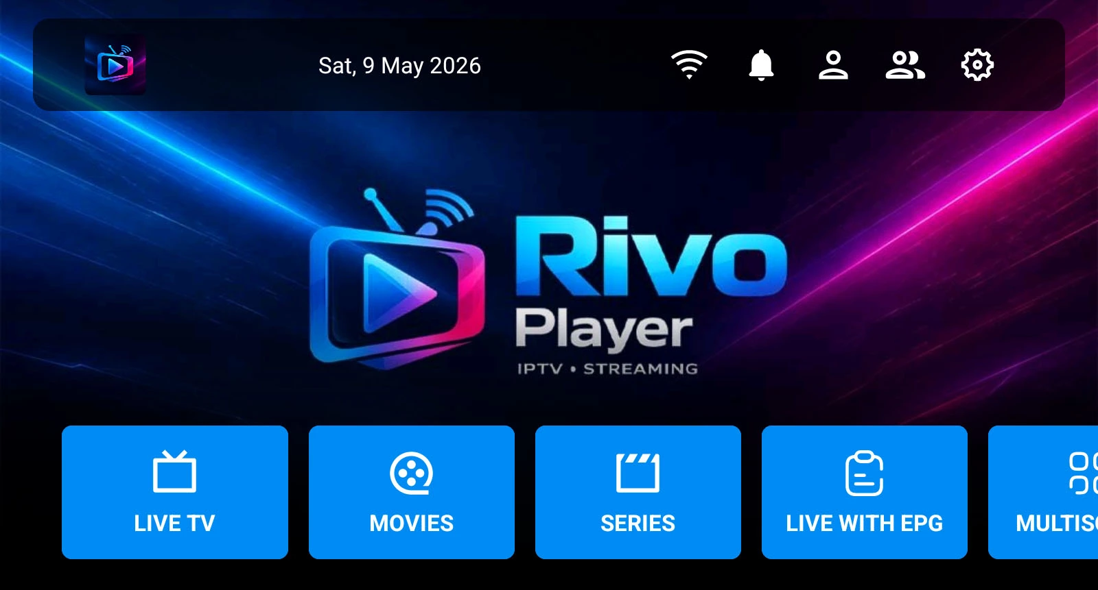 Rivo Player Android TV Home Screen